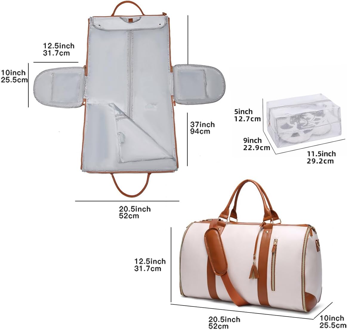 Grand sac de voyage pliable, sac à main pour vêtements