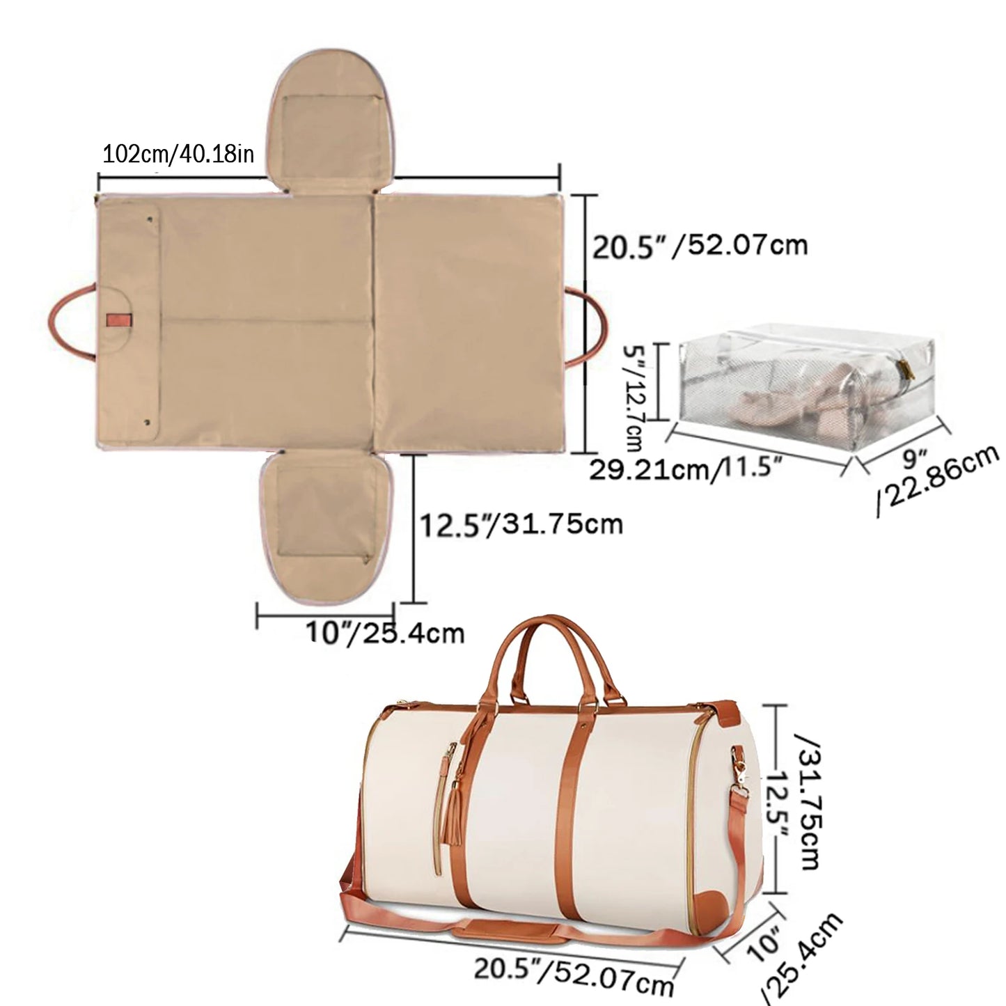 Grand sac de voyage pliable, sac à main pour vêtements
