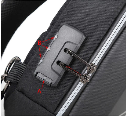 UrbanSling Pro – Sacoche bandoulière homme coque rigide, antivol, port USB & imperméable