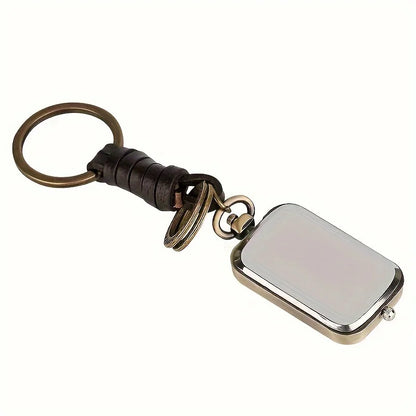 DualTime Vintage – Porte-Clés Montre de Poche Double Cadran Quartz Rétro Bronze