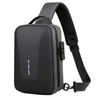 UrbanSling Pro – Sacoche bandoulière homme coque rigide, antivol, port USB & imperméable