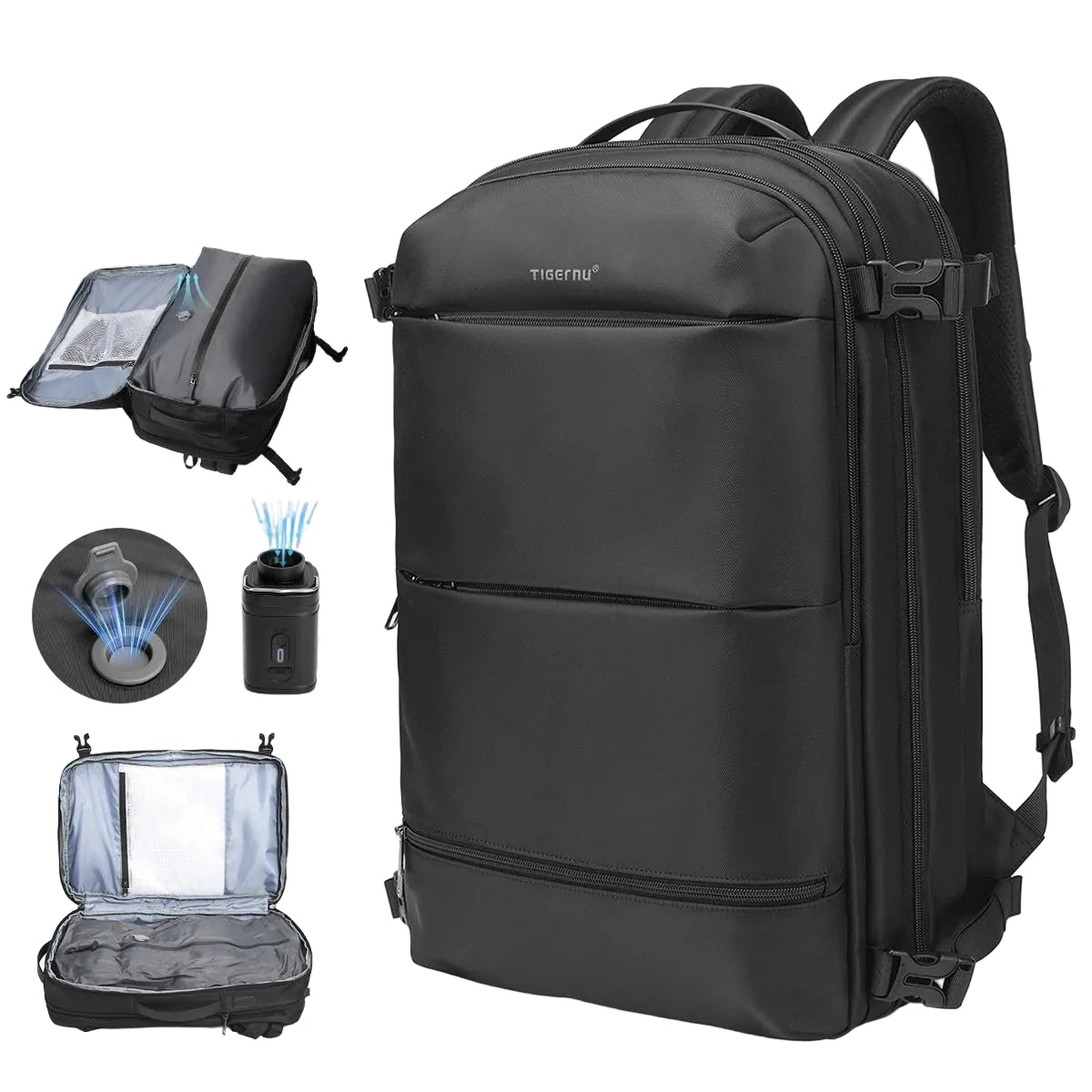Sac à Dos VacuPack Voyage – Extensible 36-55L avec compression vacuum intégrée