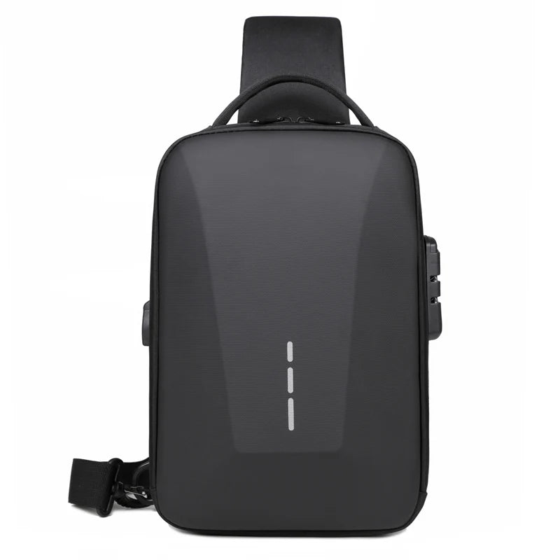 UrbanSling Pro – Sacoche bandoulière homme coque rigide, antivol, port USB & imperméable