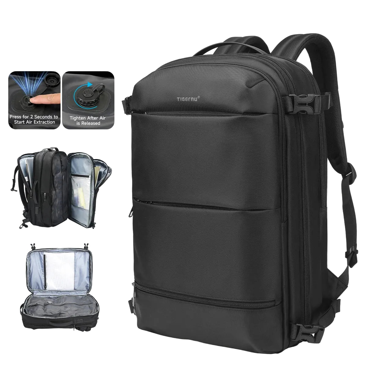Sac à Dos VacuPack Voyage – Extensible 36-55L avec compression vacuum intégrée