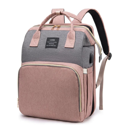 Sac à Dos Maman Multifonction avec Lit Bébé Pliable + Port USB - MamaCare 3-en-1