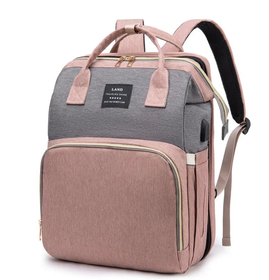 Sac à Dos Maman Multifonction avec Lit Bébé Pliable + Port USB - MamaCare 3-en-1
