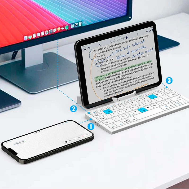 FoldType Pro – Mini Clavier Bluetooth Pliant Ultra-Mince 3 Appareils