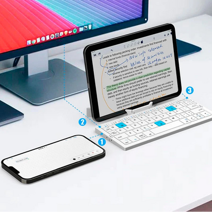FoldType Pro – Mini Clavier Bluetooth Pliant Ultra-Mince 3 Appareils
