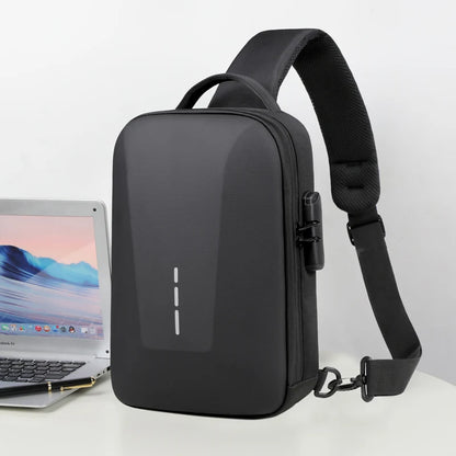 UrbanSling Pro – Sacoche bandoulière homme coque rigide, antivol, port USB & imperméable