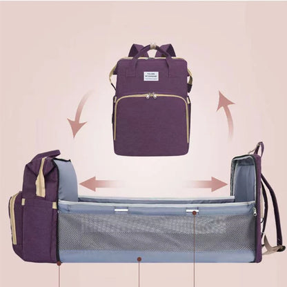 Sac à Dos Maman Multifonction avec Lit Bébé Pliable + Port USB - MamaCare 3-en-1