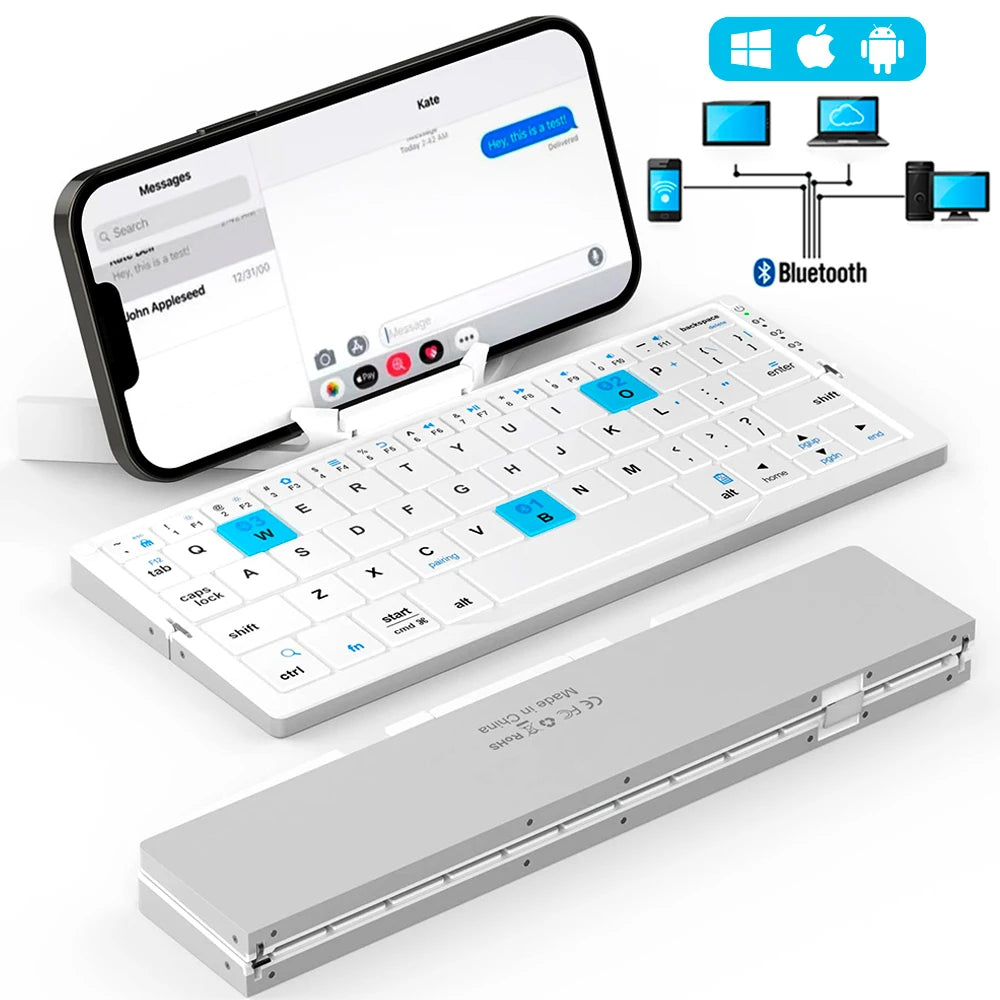 FoldType Pro – Mini Clavier Bluetooth Pliant Ultra-Mince 3 Appareils