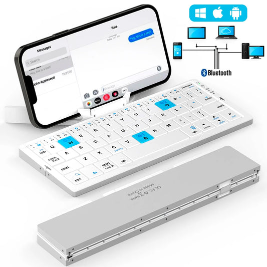 FoldType Pro – Mini Clavier Bluetooth Pliant Ultra-Mince 3 Appareils