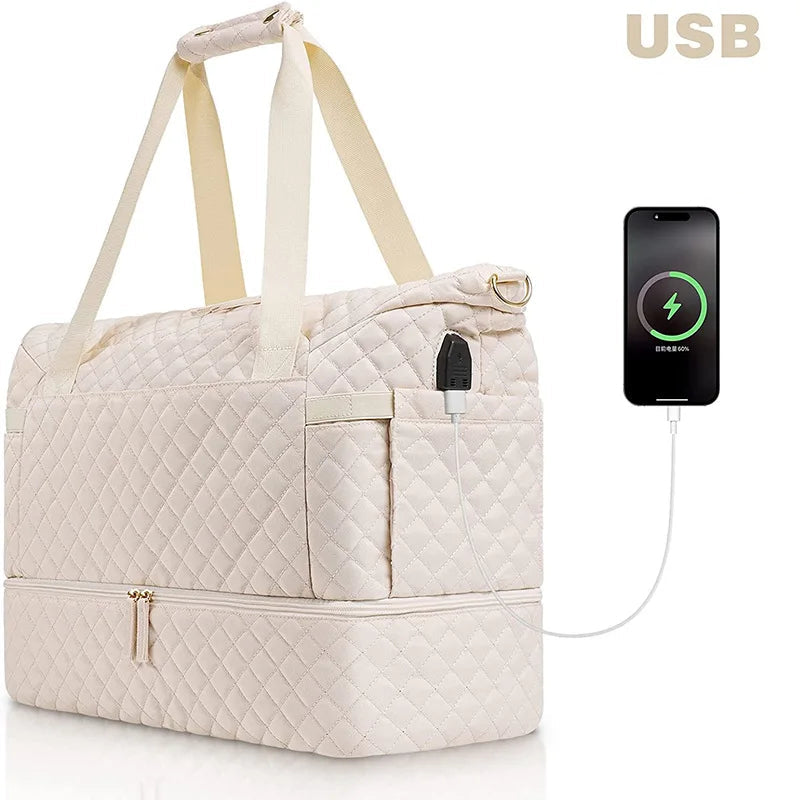 Sac de Sport Femme avec Compartiment Chaussures + Port USB - SportChic Pink