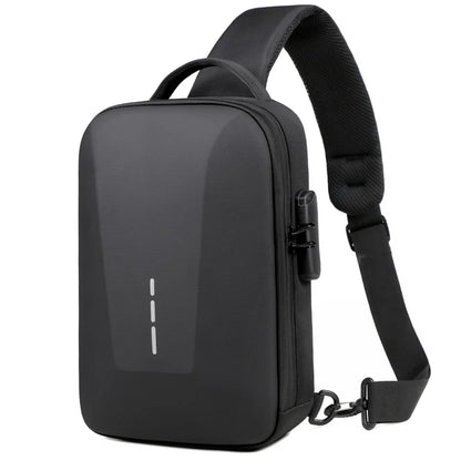 UrbanSling Pro – Sacoche bandoulière homme coque rigide, antivol, port USB & imperméable