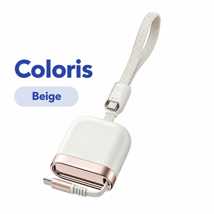 Câble USB-C enrouleur, coloris beige