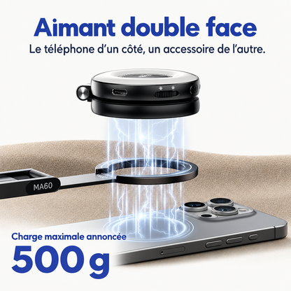 Aimant double face du trépied Ulanzi MA60 : téléphone d'un côté, accessoire de l'autre