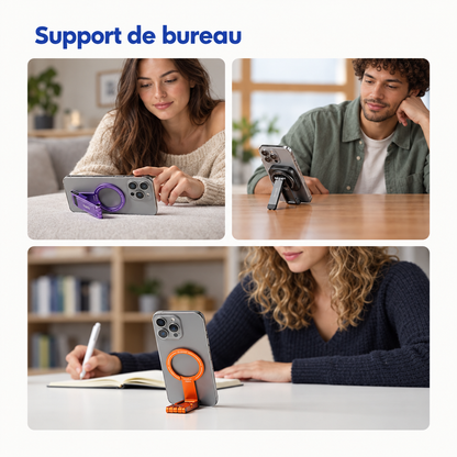 Trépied Ulanzi MA60 utilisé comme support de bureau avec un téléphone